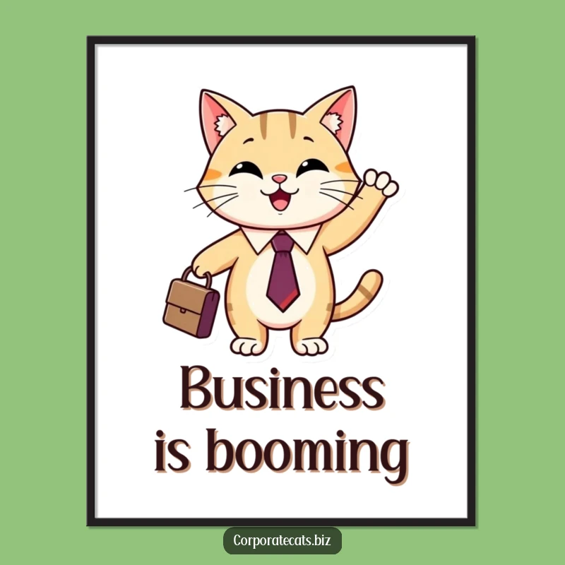 Funny Cat Executive Poster: Hilarious Wall Art of Cat with Briefcase, Motivational Gift Idea
