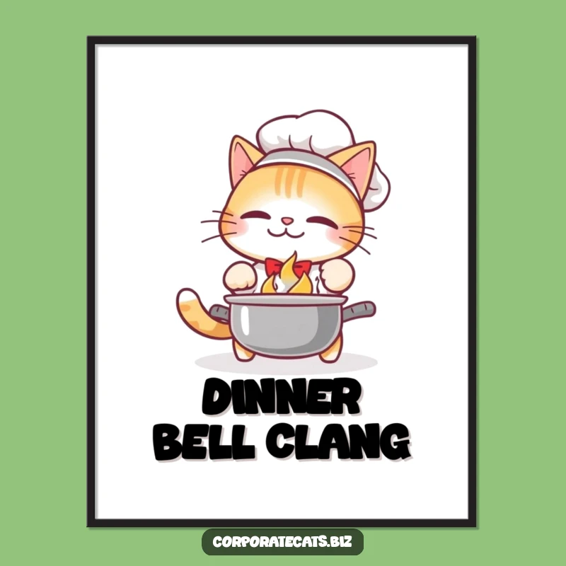 Funny Cat Chef Art Print: Kitchen Clang Poster - Unique Funny Gift!