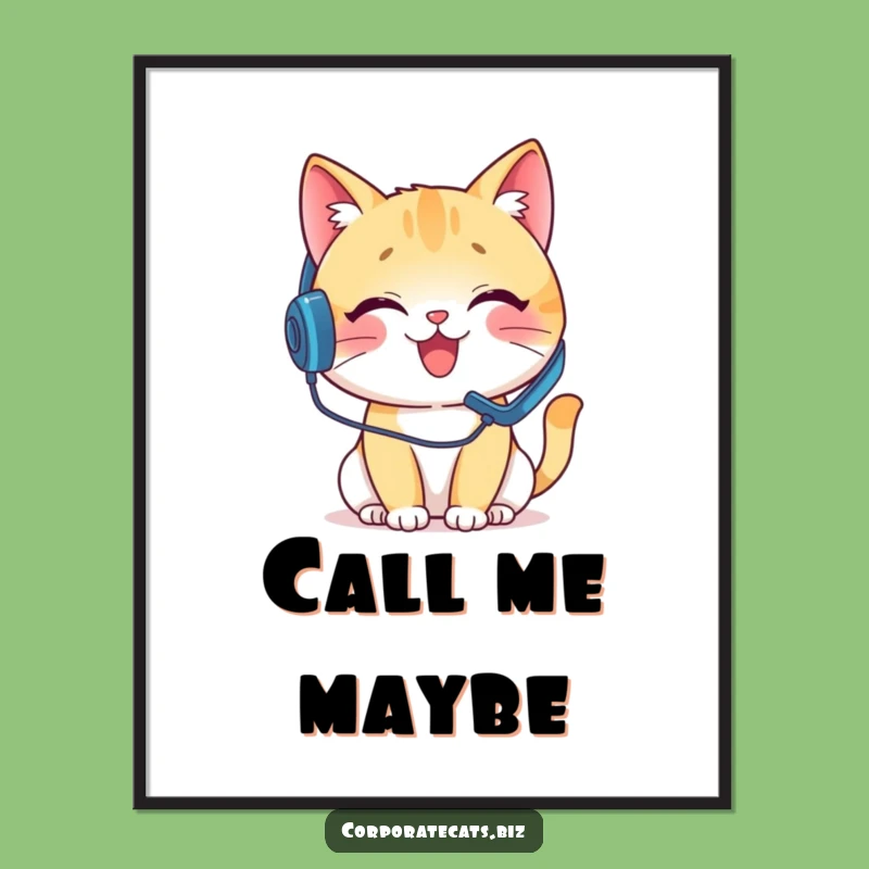 Funny Call Center Cat Poster - Hilarious Wall Decor for Your Workspace