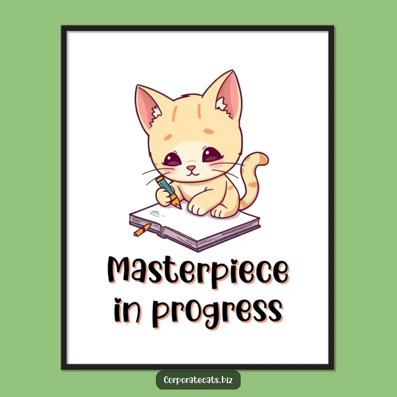 Funny Cat Artist Poster: Inspiring Sketching Feline Artwork, Perfect Wall Decor Gift