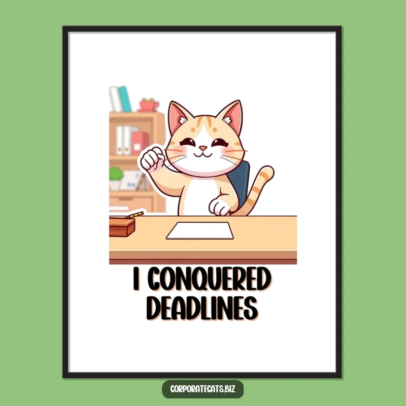 Funny Cat Fist Pump Poster - Hilarious Wall Art for Winners