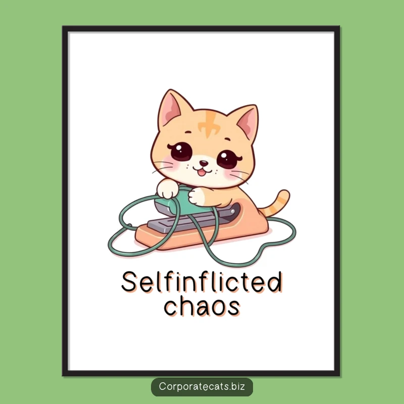 Funny Cat Stapler Poster: Hilarious Office Art Print Gift