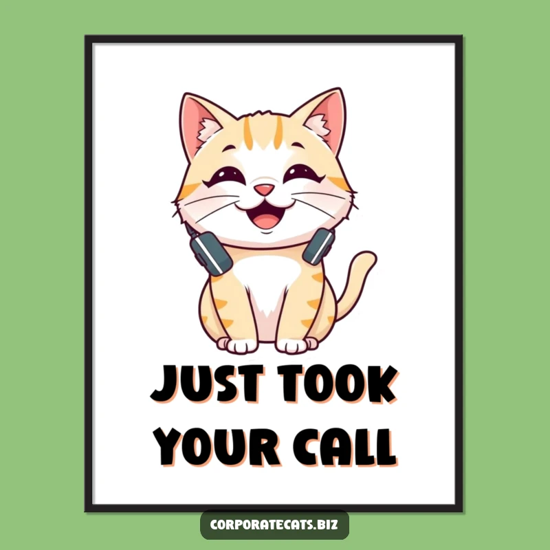 Funny Cheerful Cat Poster - Animated Talking Feline Art - Hilarious Wall Decor Gift