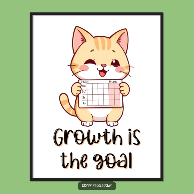 Funny Cheerful Cat Poster: Presenting Tiny Chart, Hilarious Office Art for Motivation