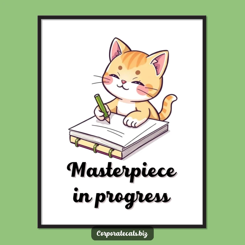 Funny Creative Cat Poster - Artistic Sketching Feline Art - Hilarious Wall Decor Gift