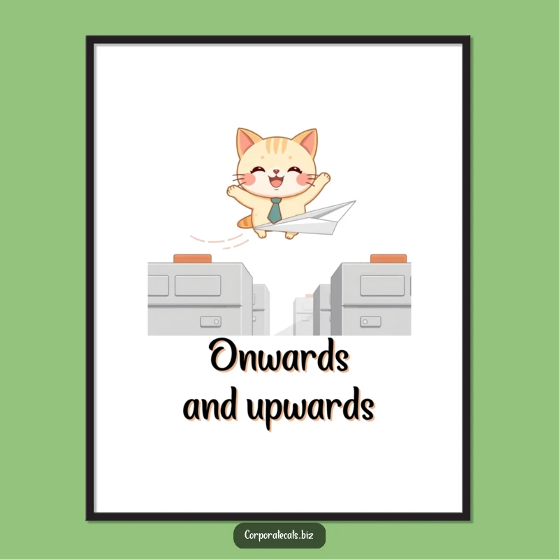 Funny Paper Airplane Cat Poster - Hilarious and Whimsical Wall Art