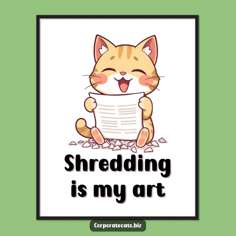 Funny Poster: Cat Shredding Paper - Hilarious Wall Art Gift!