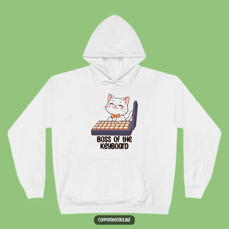 Funny Hoodie: Giggling Bowtie Cat Keyboardist, Cozy & Hilarious Funny Gift