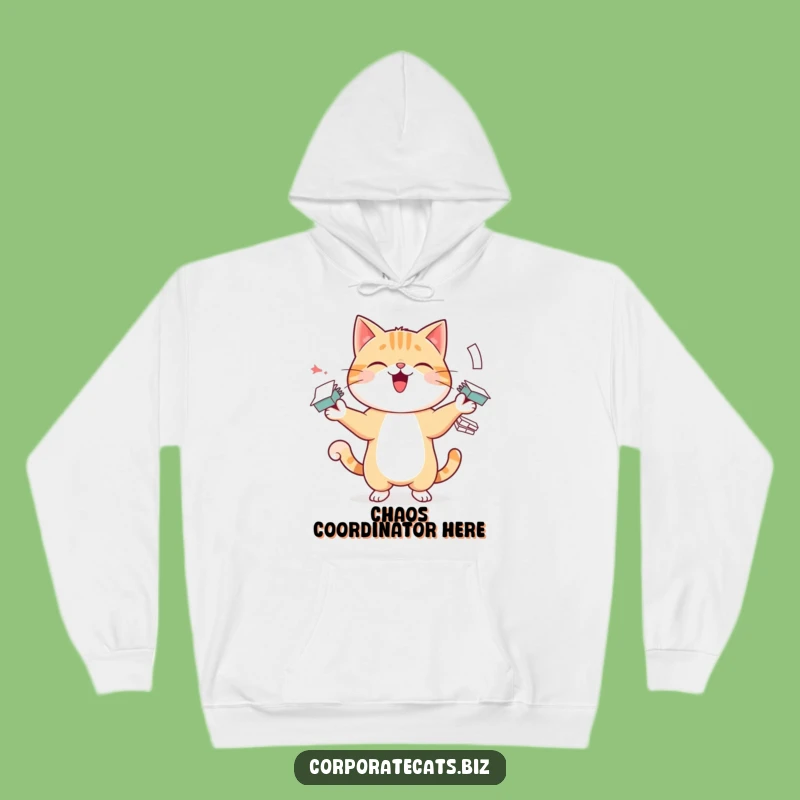Funny Juggling Cat Hoodie - Cozy and Hilarious Office Humor for Cat Fans