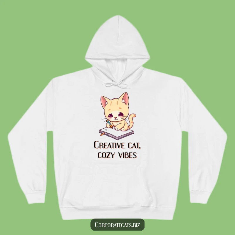 Cozy Funny Cat Artist Hoodie: Creative Sketching Feline Warmth, Ideal Funny Gift
