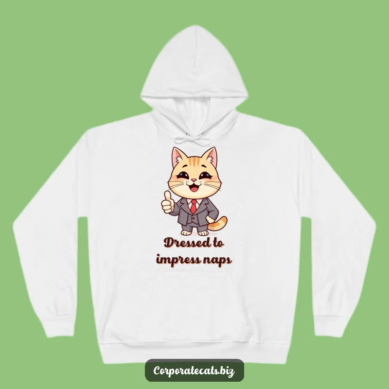 Funny Champion Cat Hoodie: Smiling Cat in Suit, Cozy and Cool Funny Gift