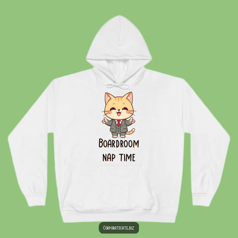 Funny Business Cat Hoodie: Cozy Feline in Suit Presenting, Ultimate Funny Gift Wear!
