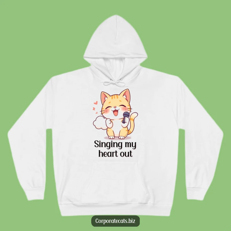 Funny Singing Cat Hoodie - Cozy Microphone Feline Sweatshirt Gift