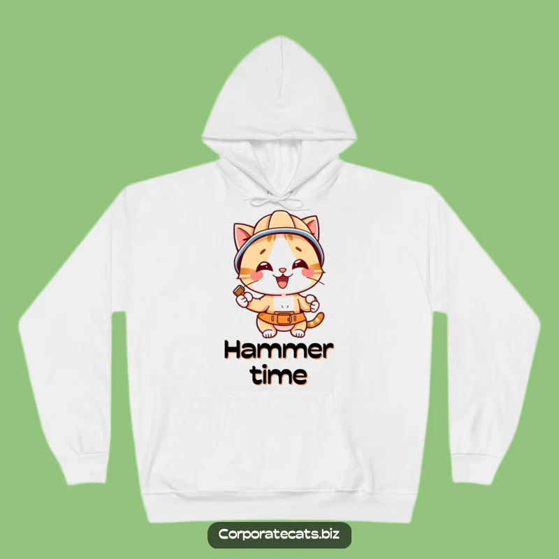 Funny Hard Hat Cat Hoodie - Cozy and Hilarious Construction Gift Idea