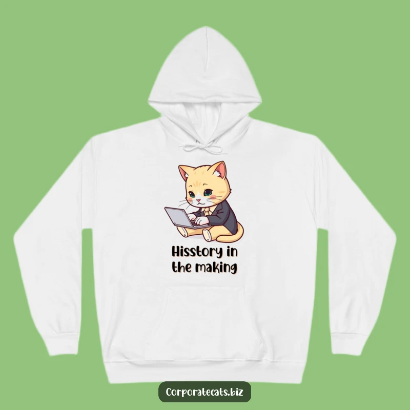 Funny Cat Suit Typist Hoodie - Cozy Office Cat Comfort