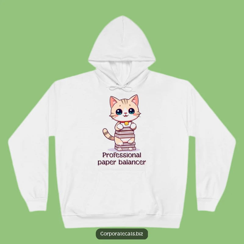 Funny Hoodie: Playful Cat Document Balancer, Cozy & Hilarious Funny Gift
