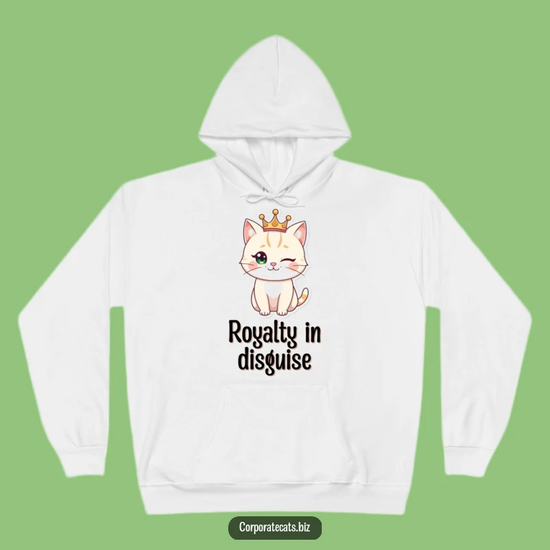 Cozy Royal Cat Hoodie: Winking Monarch Comfort, Ultimate Funny Gift