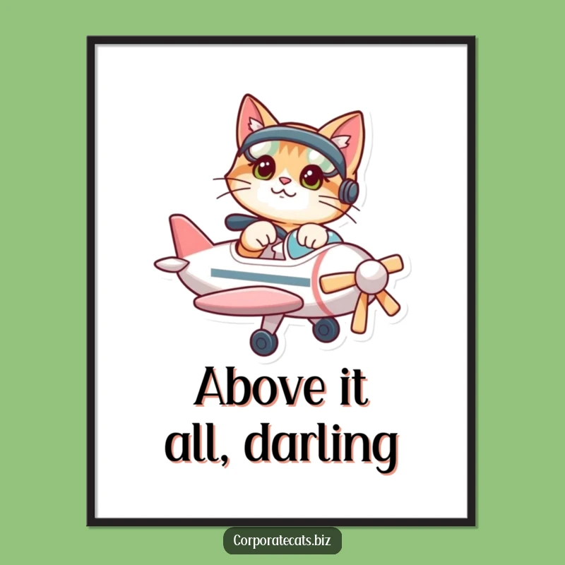 Free Printable Funny Airplane Cat Wall Art - Hilarious Home Decor Downloadable