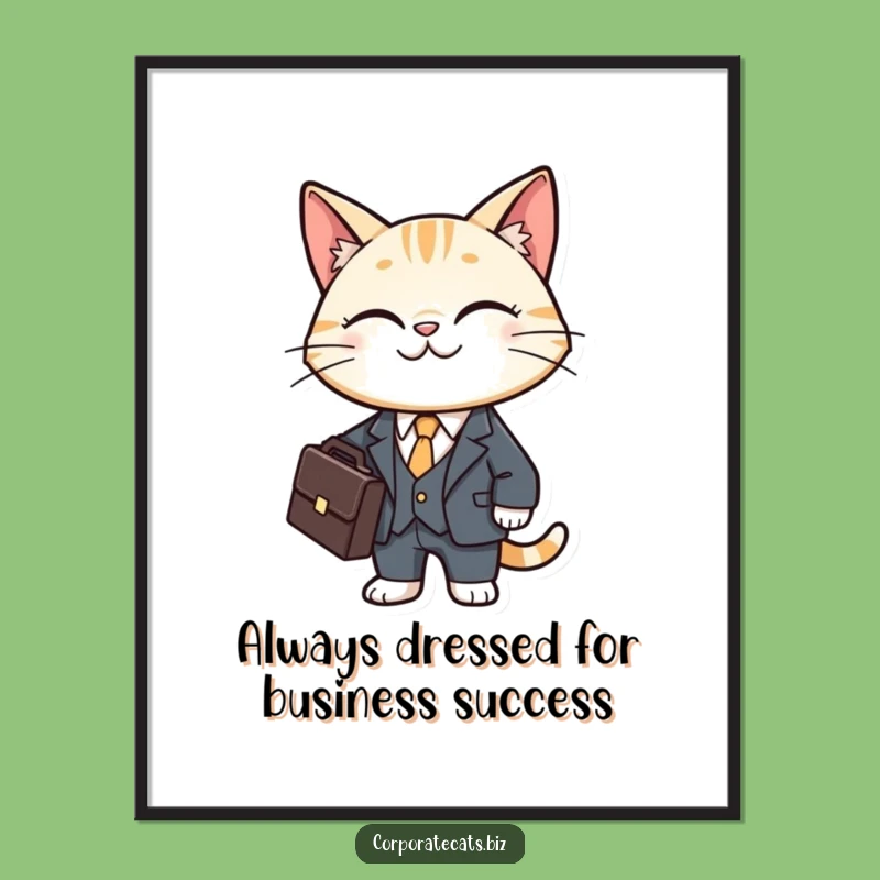 Funny Free Printable Wall Art: Business Cat's Briefcase, Quirky Office Decor