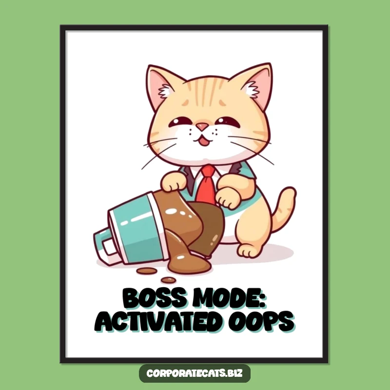 Funny Free Printable Wall Art: Clumsy Cat Exec - Hilarious Downloadable Office Decor!