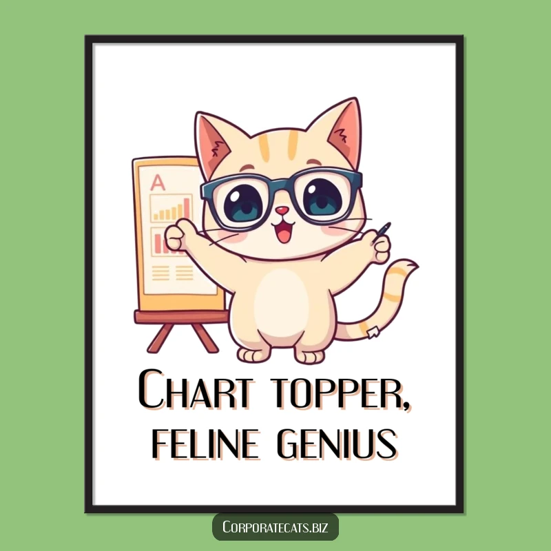 Free Printable Wall Art: Chart Cat Enthusiasm - Humorous Downloadable Office Decor
