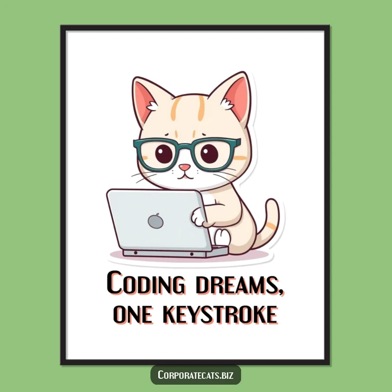 Free Printable Wall Art: Cat Typing Laptop, Humorous Downloadable Decor!