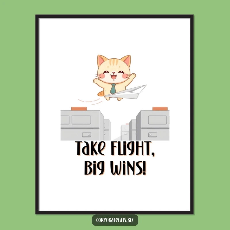 Free Printable Wall Art: Cat's Paper Airplane Adventure - Funny Downloadable Decor
