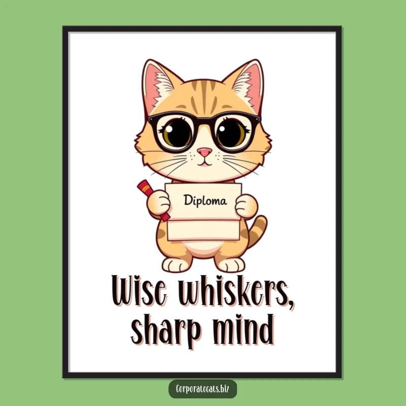 Free Printable Wall Art: Sophisticated Cat Graduate Funny Downloadable Decor