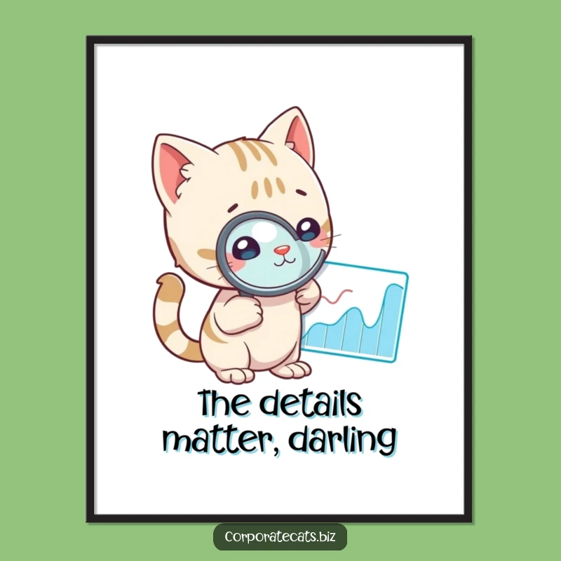 Funny Free Printable Wall Art: Curious Cat Magnifying Graph DIY Downloadable Decor