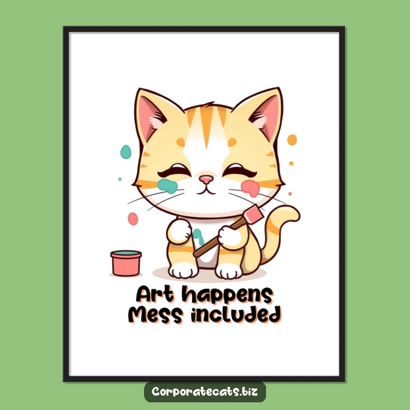 Funny Free Printable Wall Art: Messy Cat Artist - Hilarious Downloadable Decor!