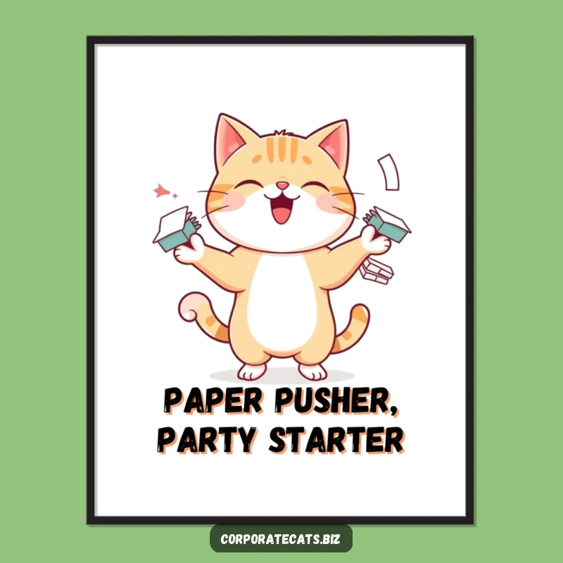 Free Printable Wall Art: Juggling Cat's Office Humor - Funny Downloadable Decor
