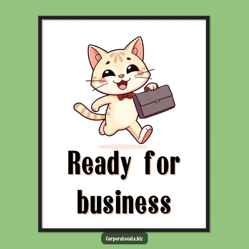 Funny Free Printable Cat Wall Art: Business Cat Running Downloadable Decor