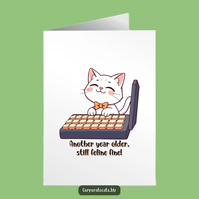 Free Printable Birthday Card: Giggling Cat Tech Humor Downloadable Gift