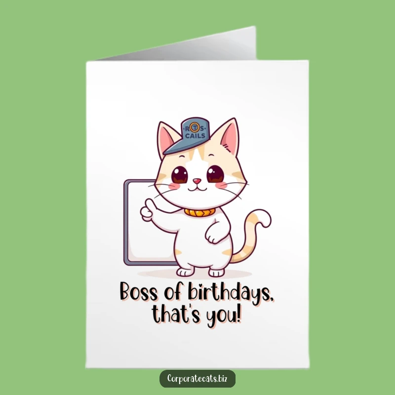 Free Printable Funny Birthday Card: Boss Cat's Authority - Bossy Birthday Download