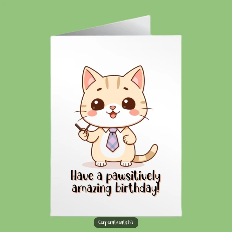 Free Printable Birthday Card: Cat's Presentation of Fun, Funny Gift