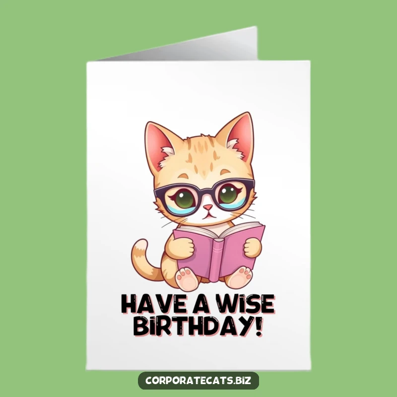 Free Printable Birthday Card: Bookish Cat, Downloadable Humor for Readers & Learners