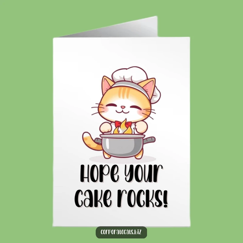 Funny Free Printable Birthday Card: Cat Chef's Kitchen Chaos - Downloadable Gift!