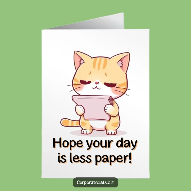 Free Printable Funny Birthday Card: Nervous Cat Papers, Hilarious Downloadable Gift