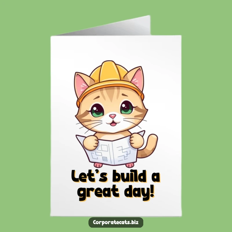 Free Printable Birthday Card: Construction Cat - Funny Downloadable Gift for Builders