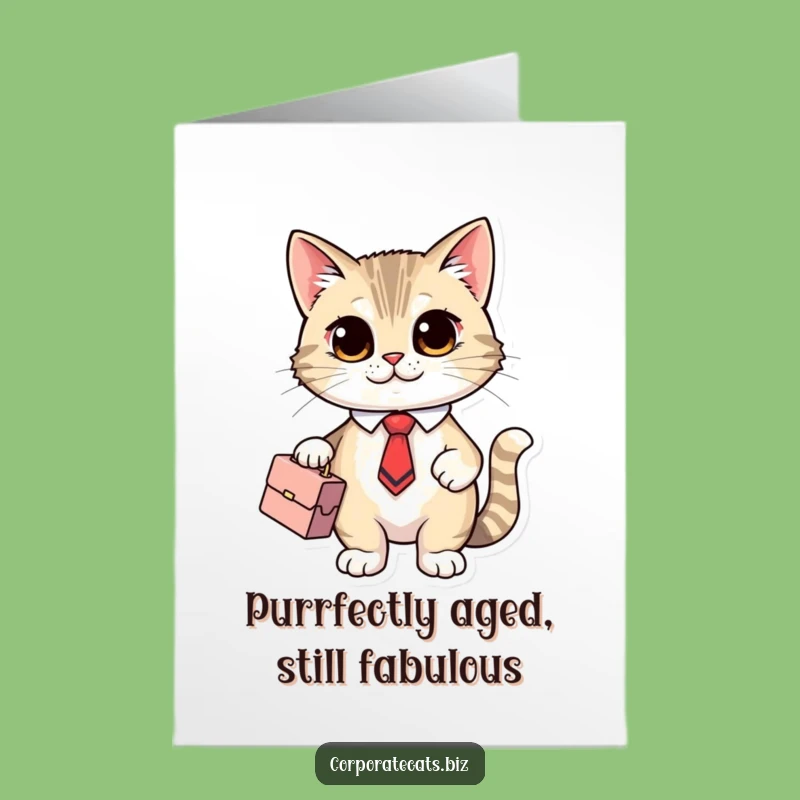 Free Printable Birthday Card: Dapper Cat Boss - Funny Downloadable Gift for Colleagues