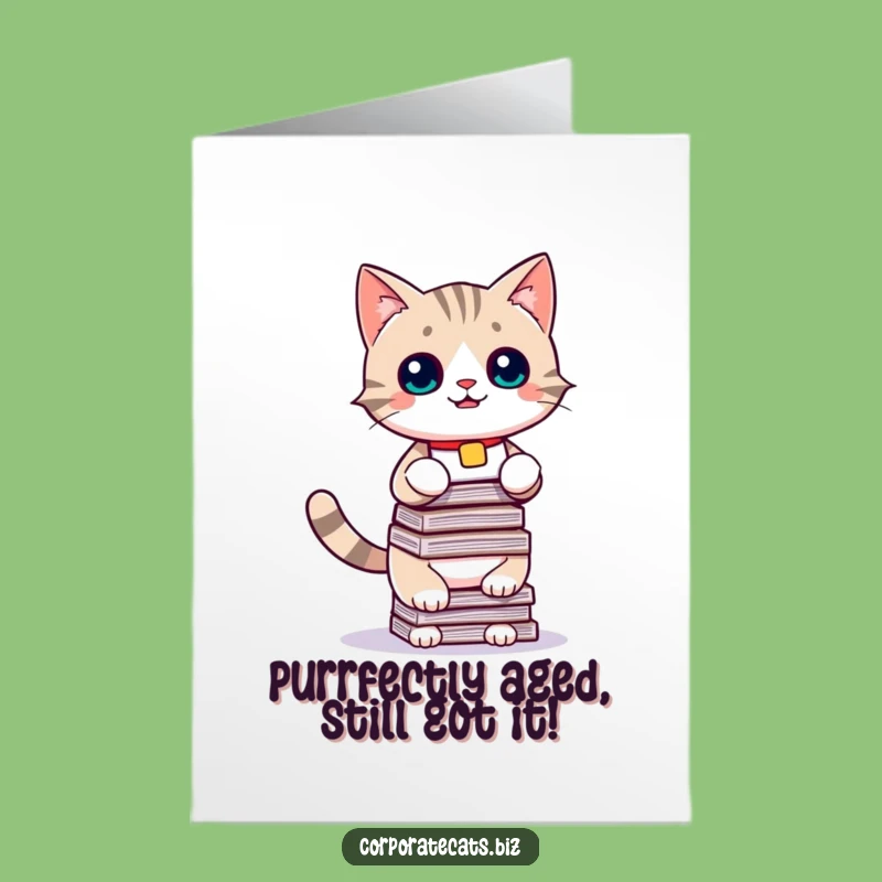 Funny Free Printable Birthday Card: Hilarious Cat Office Chaos Downloadable Gift
