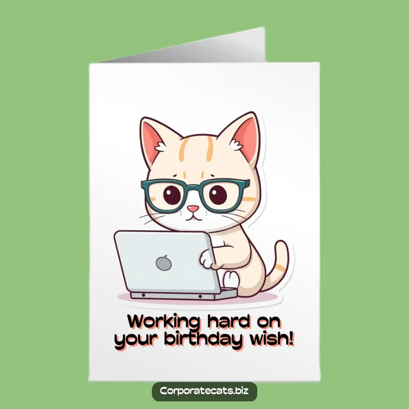 Free Printable Birthday Card: Cat Typing Laptop, Funny Downloadable Gift!