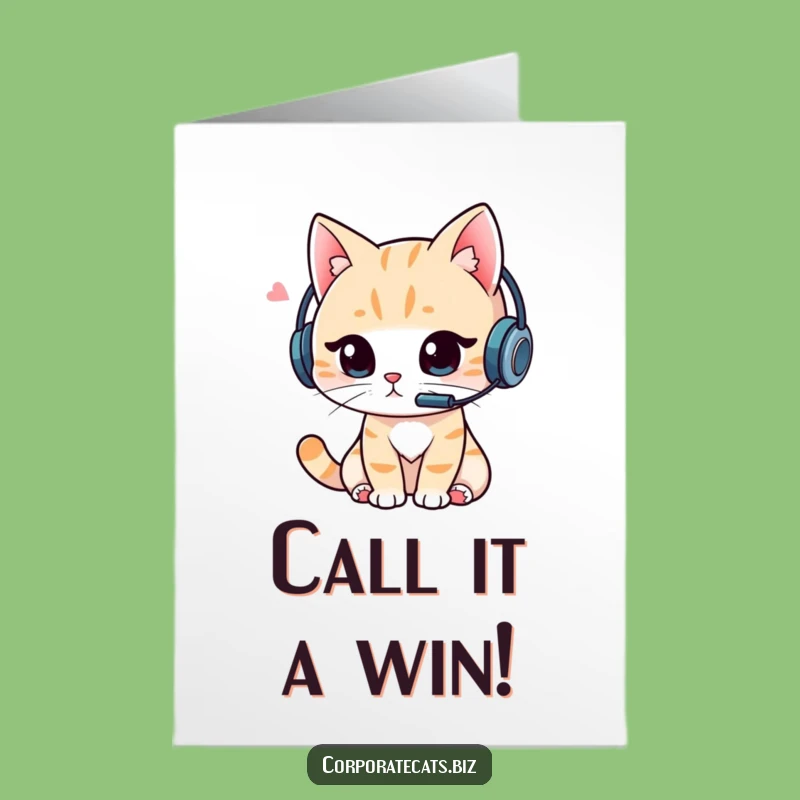 Free Printable Cat Video Call Congrats Card: Funny Tech Achievement!