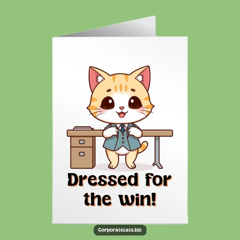Free Printable Congratulations Card: Suited Cat's Approval - Classy Success Download