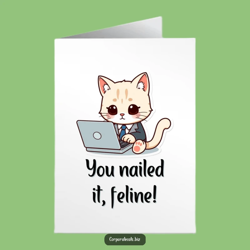 Free Printable Cat Congrats Card: Dapper Suited Feline Downloadable Funny Greeting