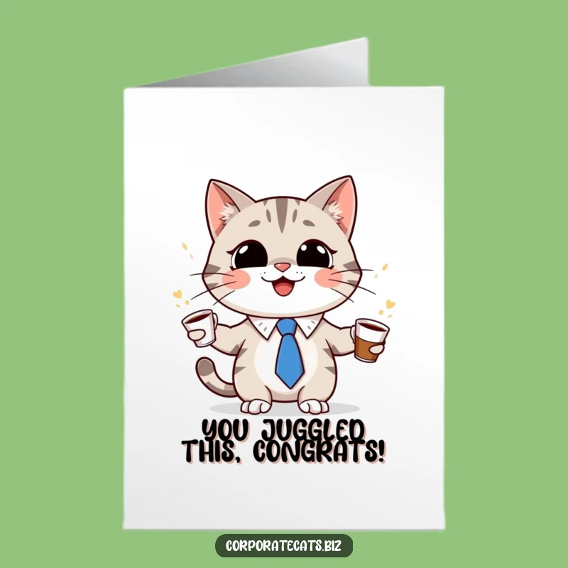 Free Printable Cat Tie Card - Funny Downloadable Congrats for Busy Achievers