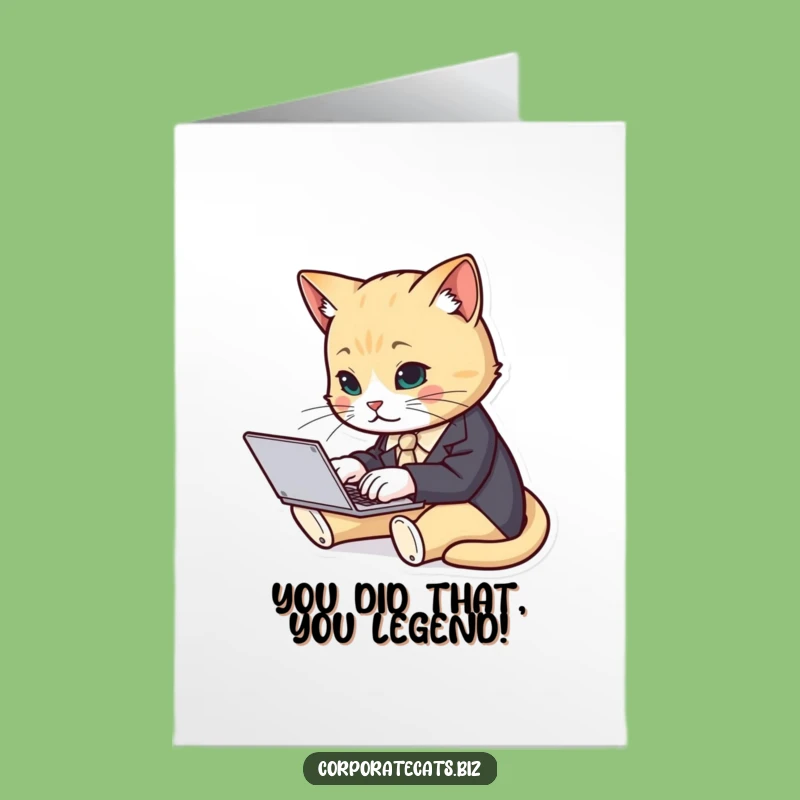 Free Printable Congrats Card: Business Cat Laptop - Hilarious Downloadable Success Gift