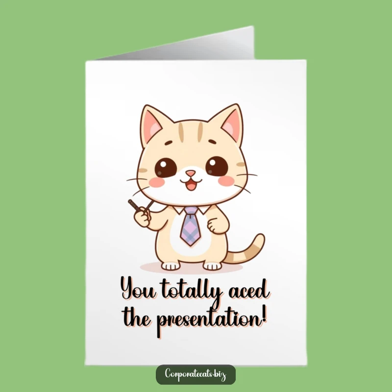 Free Printable Congrats Card: Cat's Winning Presentation, Funny Achievement