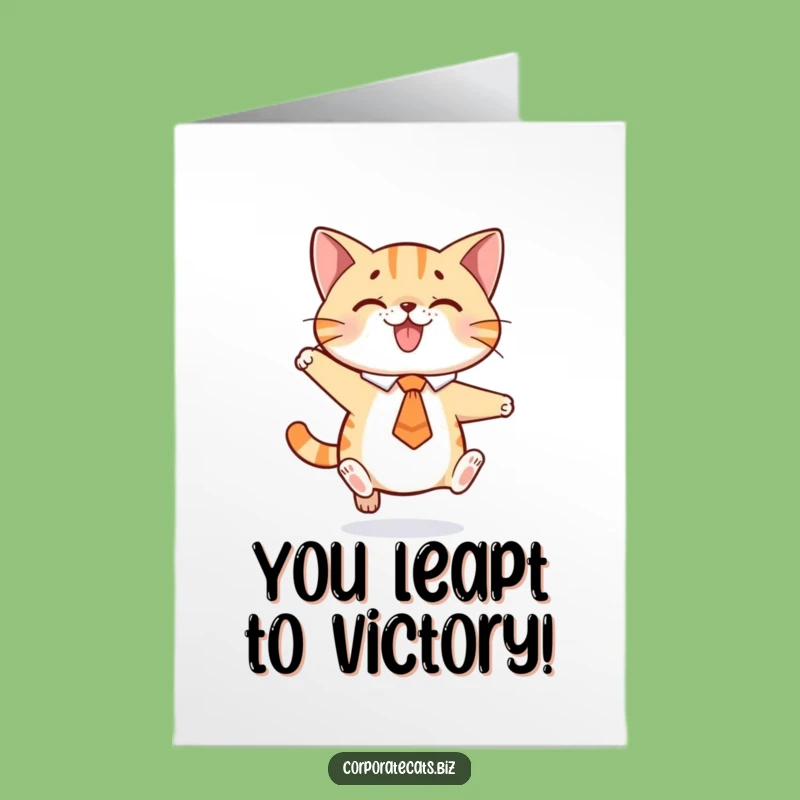 Free Printable Congratulations Card: Jumping Cat, Downloadable Cheers for Big Moments