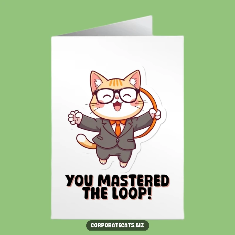 Free Printable Congrats Card: Cat's Hoop Triumph, Funny Downloadable Gift